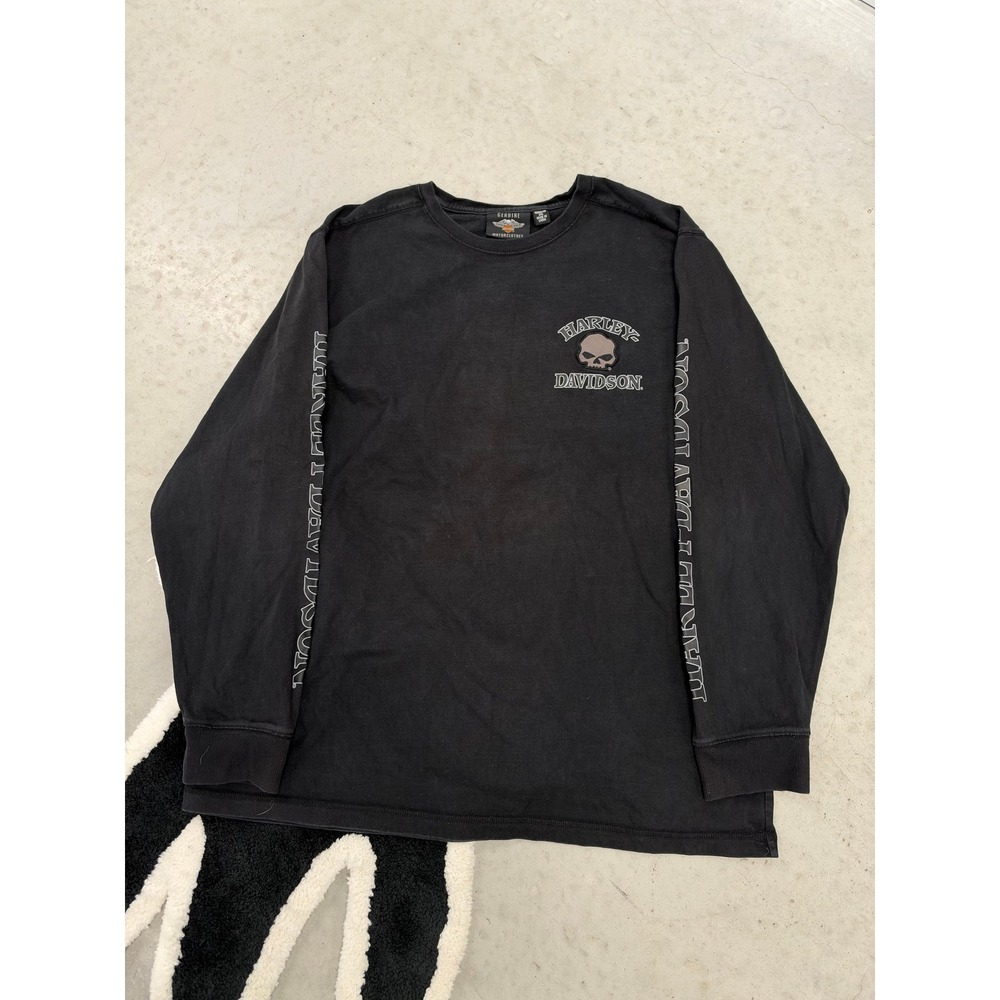 Harley Davidson Willie G Skull Long Sleeve Shirt Black 2XL Mens Graphic Tee
